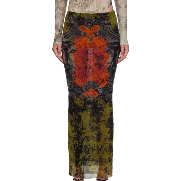 Jean Paul Gaultier Dresses & Skirts - Jean Paul Gaultier Orange and Black Maxi Skirt